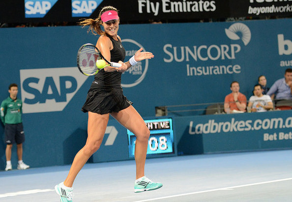 Ivanovic's signature shot helped her through another thrilling three-setter in Brisbane. Photo: Christopher Levy