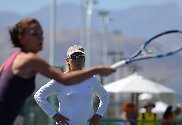 New coach Martina Navratilova was on hand for Radwanska's practice. Photo: Christopher Levy