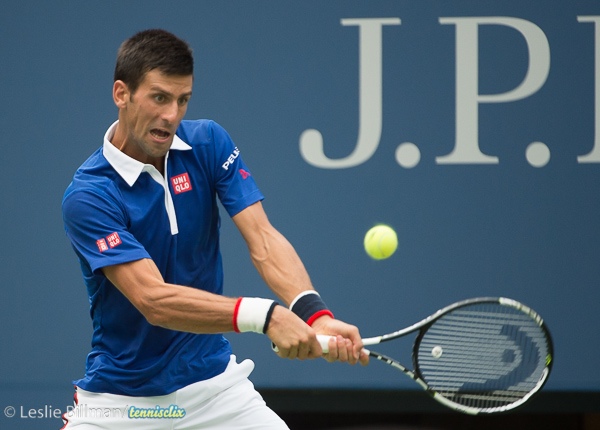 Novak Djokovic (SRB) defeats Joao Sousa (BRA) 6-1, 6-1, 6-1 at the US Open in Flushing, NY on August 31, 2015.